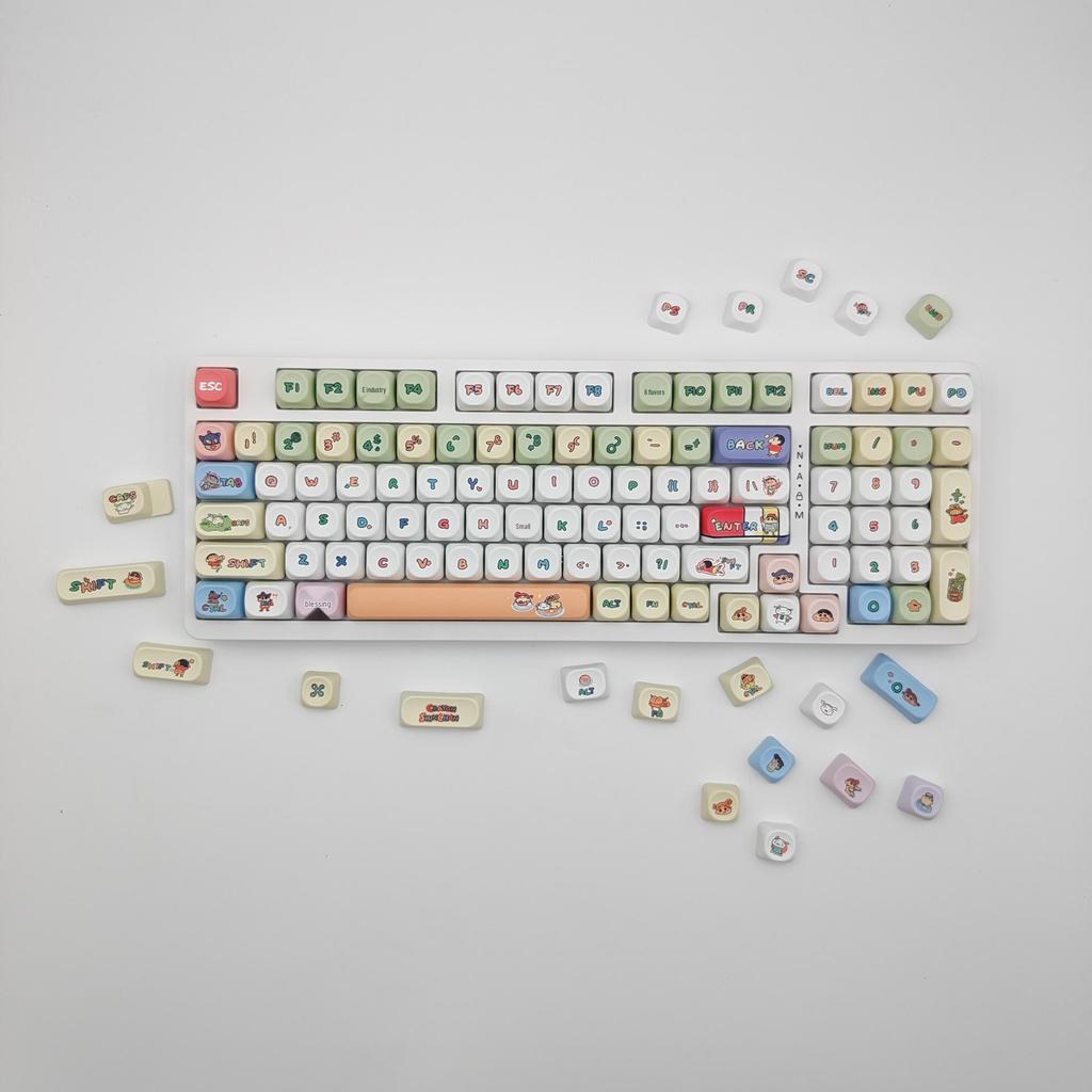 Crayon Shin-chan Pink PBT Keycap Set: Cute, Customizable Dye-Sublimated Keycaps for Mechanical Keyboards