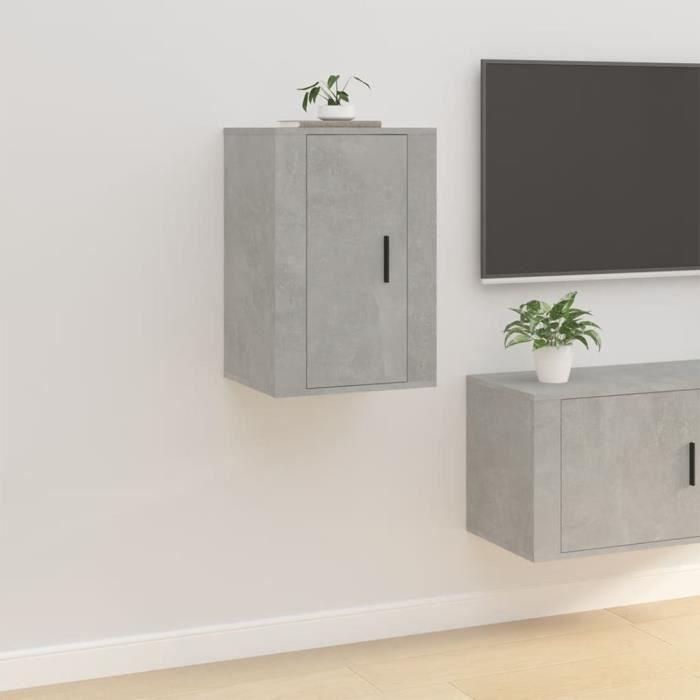 816664 vidaXL Meuble TV mural Gris béton 40x34,5x60 cm