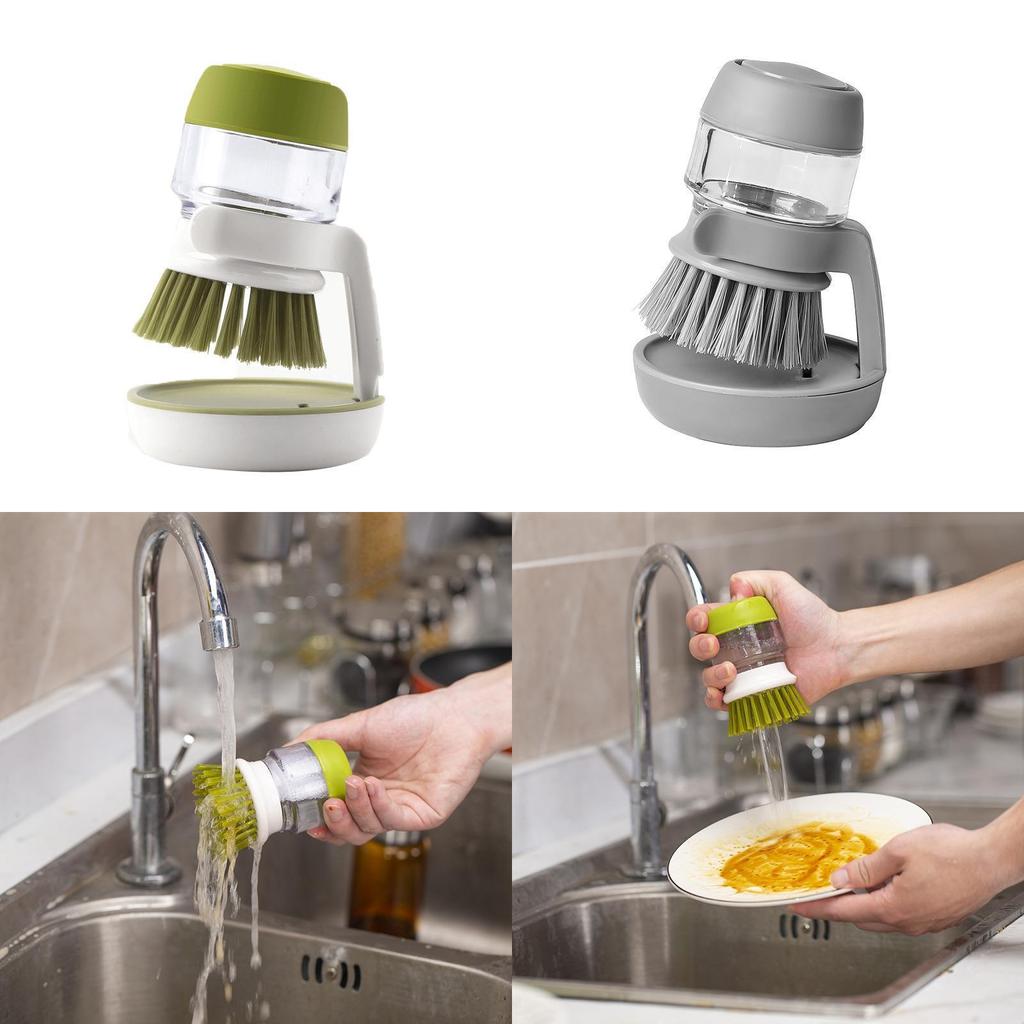 Kitchen Cleaning Brush With Automatic Liquid Dispenser For Home Use