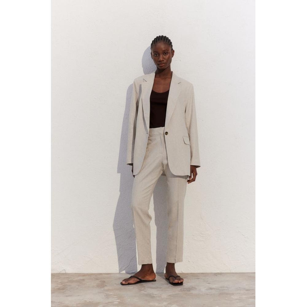 

Брюки из смесового льна HM светло-бежевые