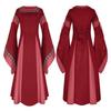 Rochie coadă de rândunică retro cu rever, multicoloră, medievală, pentru femei, cu tiv neregulat