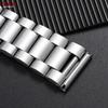 Luxury Arc Flat End Solid Stainless Steel Watchband Black Silver Folding Clasp Strap 18mm 20mm 22mm Universal Watch Bracelets