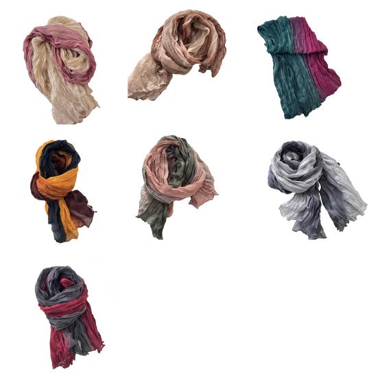 Sciarpa Scialle Unisex Colore Sfumato Versatile Stropicciata Sciarpa Lunga Autunno Inverno Antivento Resistente al Freddo Scialle Avvolgente