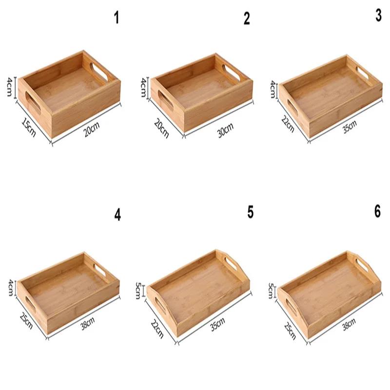 1pcs Eco Friendly Bamboo Rectangular Serving Trays for Kung Fu Tea Cup Fruit Dessert Food Sundries Storage Hotel Dinner Plate
