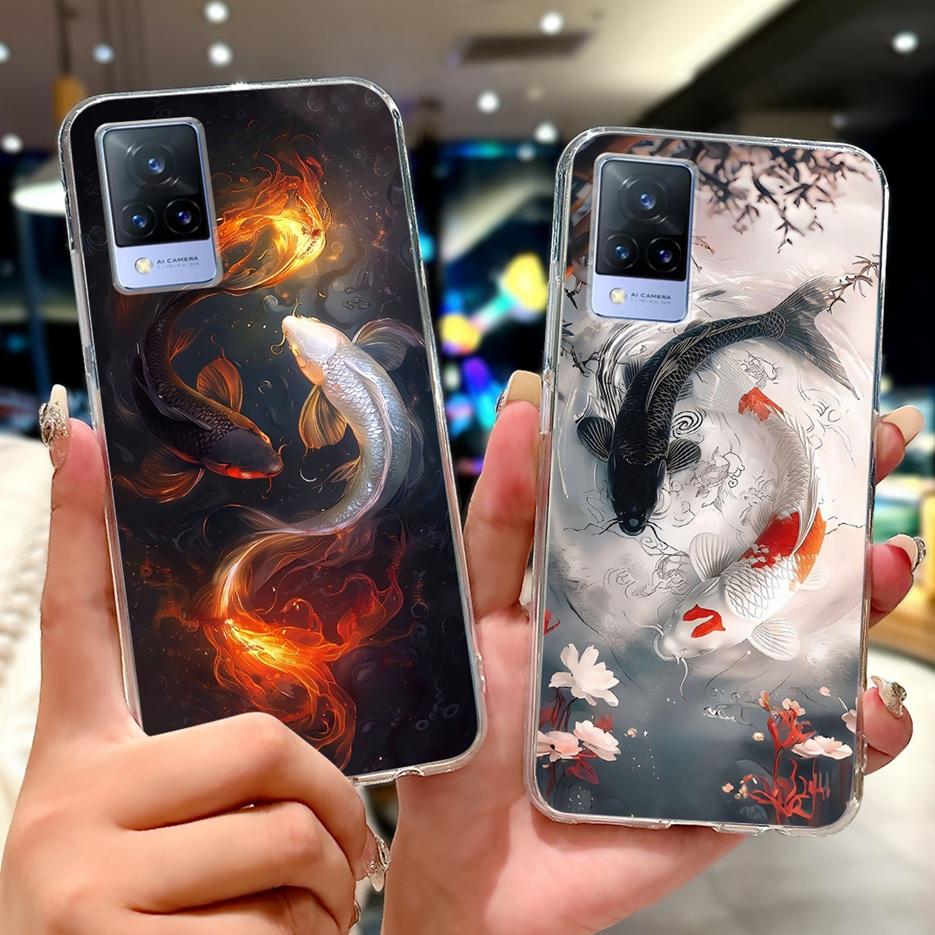 For Vivo V21 4G Case V2066 V2108 New Luxury Flowers Painted Cover Soft Slim Phone Case For Vivo V21e V2061 V 21 VivoV21 e Fundas