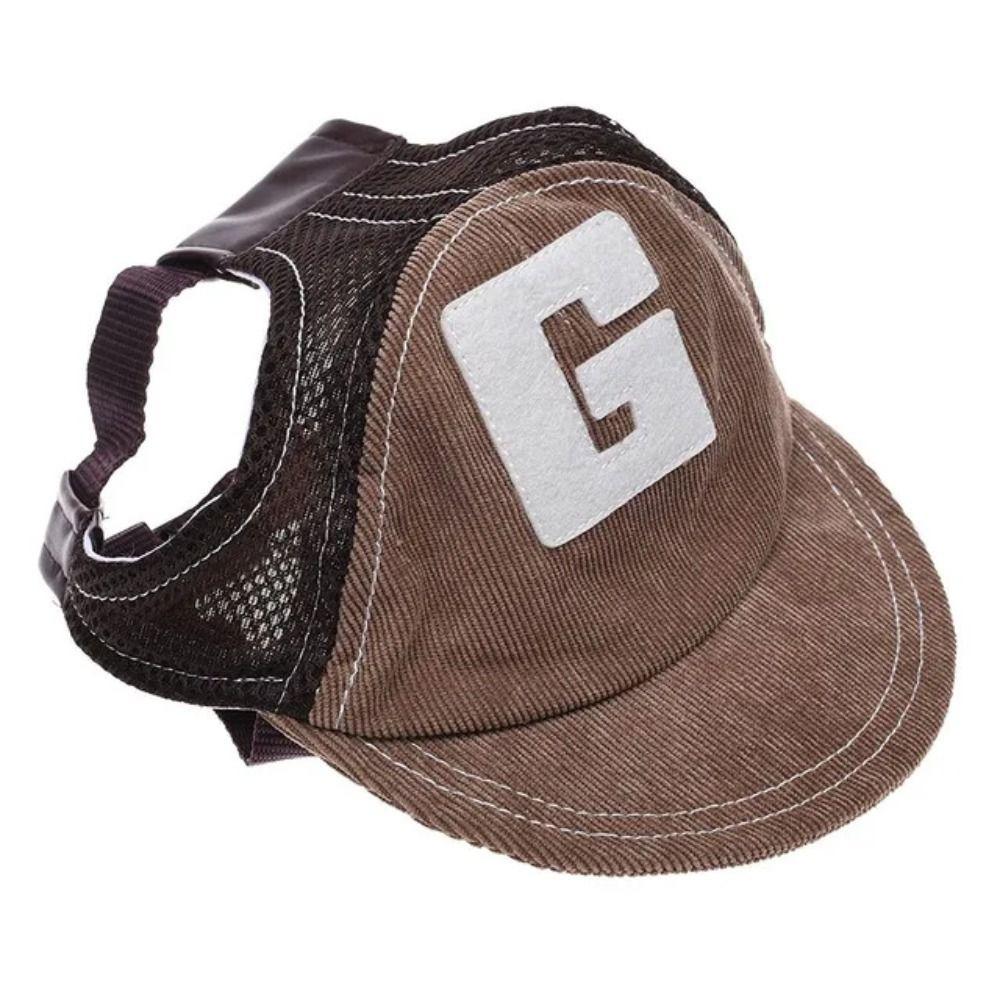 Letter Pet Sunscreen Hat Ear Holes Adjustable Pet Hat Breathable Dog Hat  Outdoor