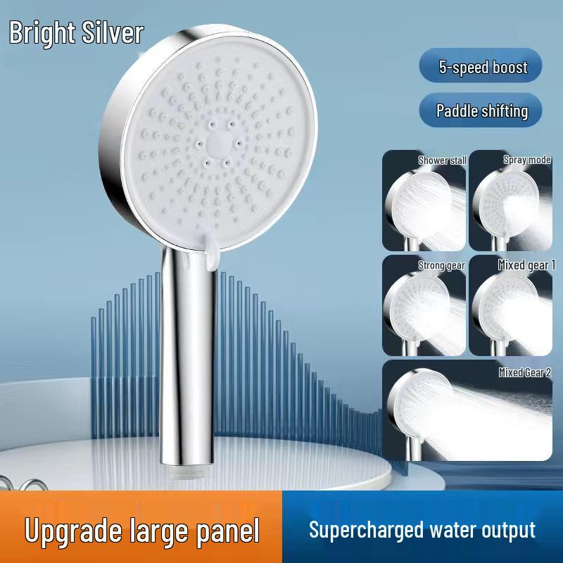 Black Universal Five-Speed Air-Boost Shower Head For Bathroom