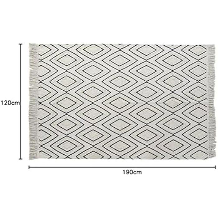 Koberec - DKD Home Decor - Standardní - Bílý a Černý - Polyester a Bavlna - 120x190 cm