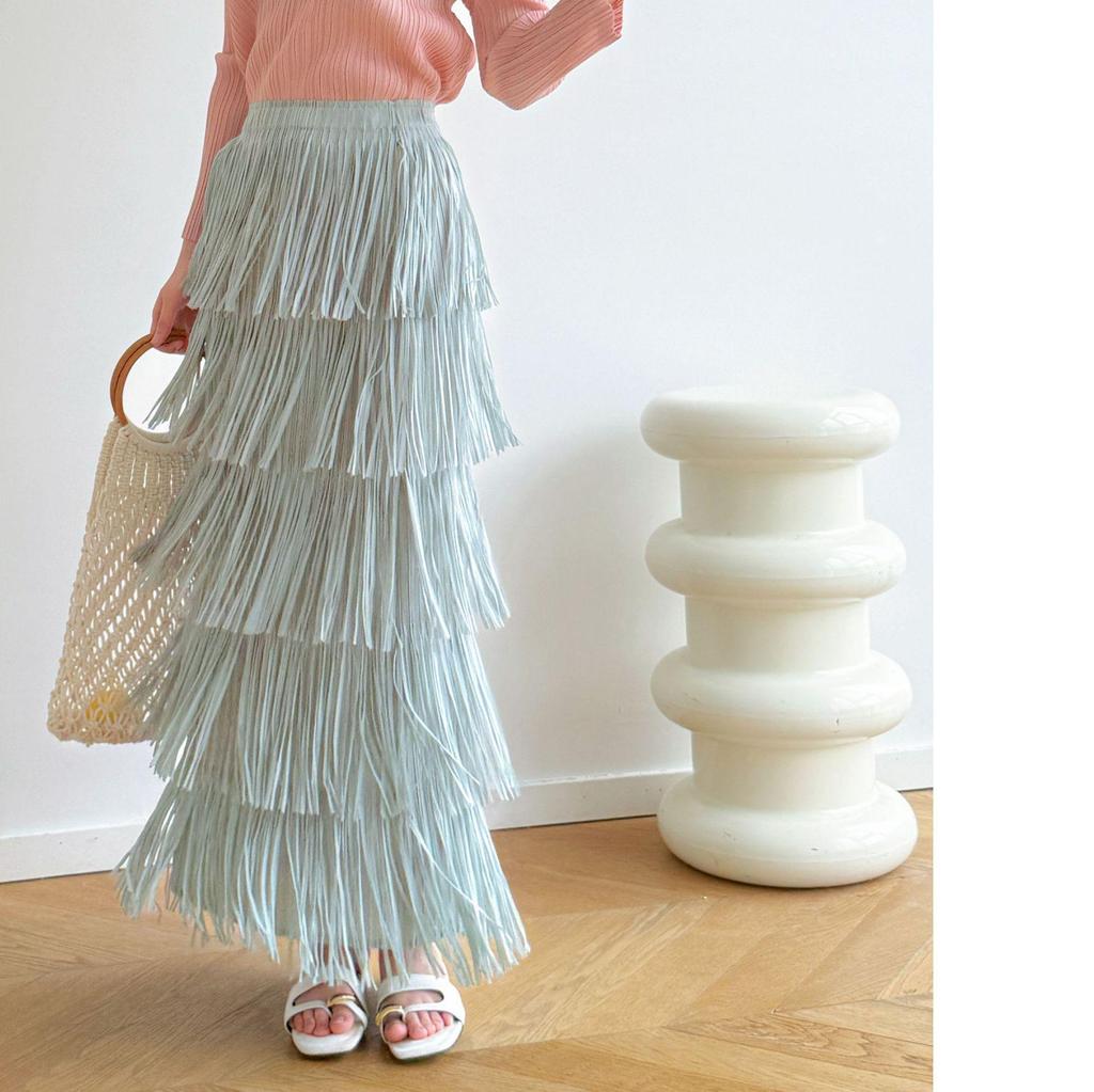 Miyake-Style High-End Pleated Tassel Skirt: Versatile Summer Street Style