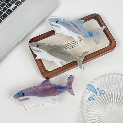 Summer Ocean Shark Acetate Hairpin - Large Back-of-Head Headdress.