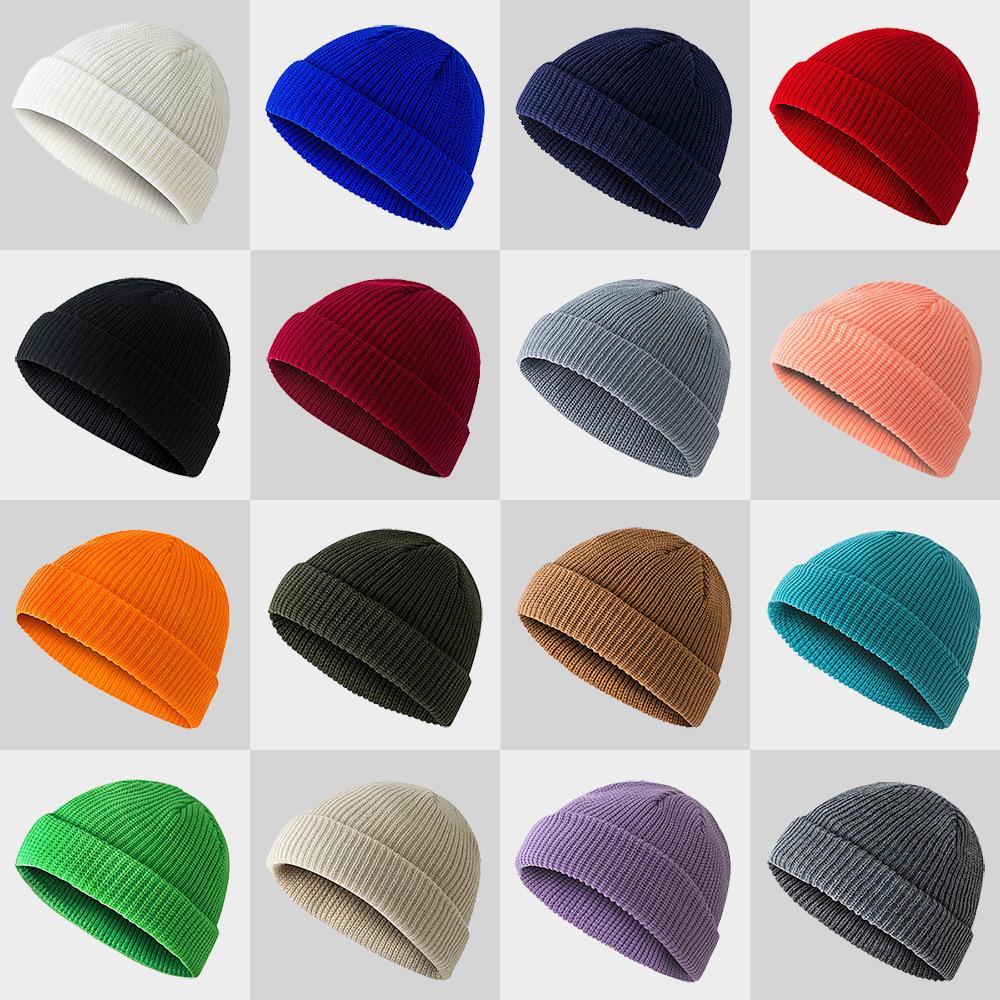 Hat Men's Autumn and Winter Short Melon Hat Knitted Wool Hat Hip Hop Street Hooligan Hat Yuppie Bag Head Cold Hat