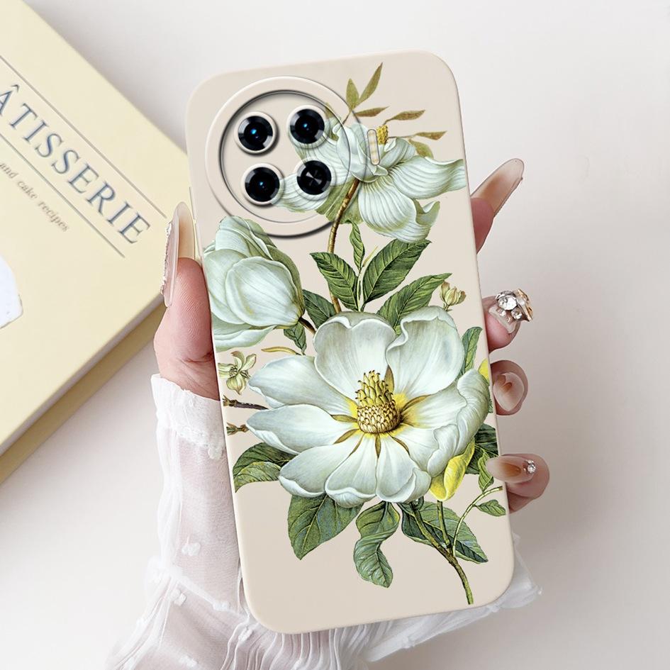 For Tecno Spark 20 Pro+ 2024 Case Fashion Flower Cactus Soft Liquid Silicone Lens Protective Cover on Spark 20 Pro Plus KJ7 Etui