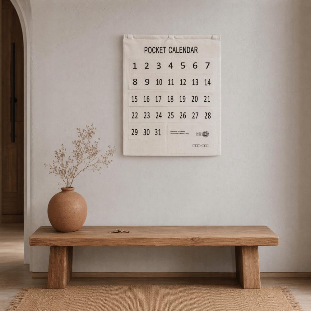 Cotton and Linen Material Pocket Chart Organizer Large Size Wall Hanging Organizer  For Bedroom