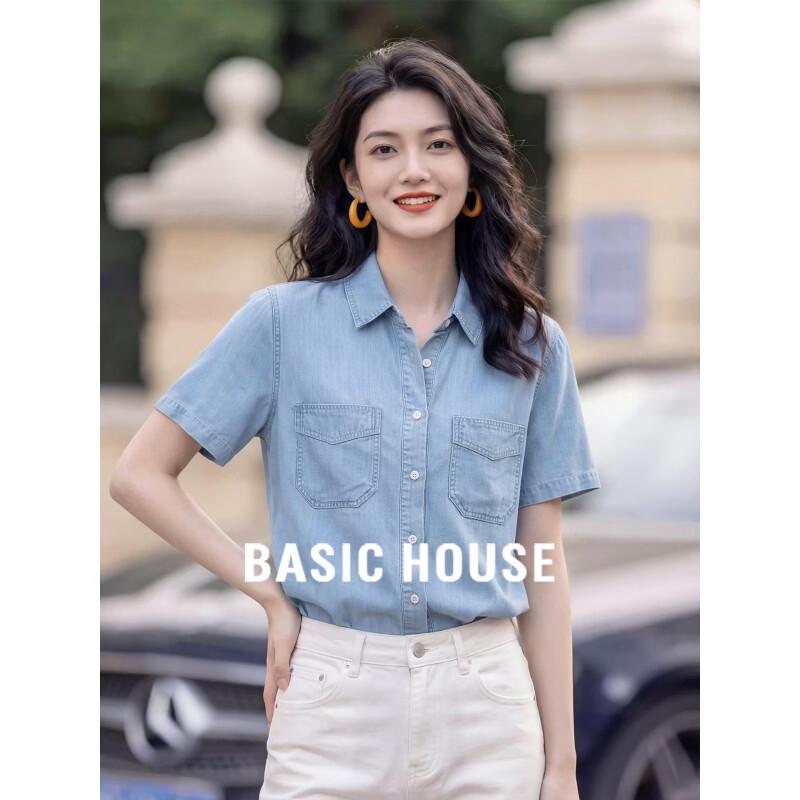 Basic House Women s Tencel Denim Polo Shirt XL джинсовый синий