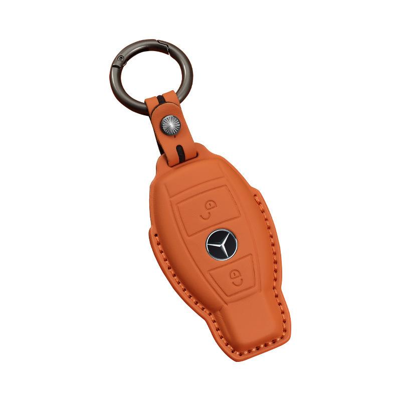 Suitable for new Mercedes-Benz key cases, genuine top-layer cowhide handmade car key pouch, smart full-cover car key holder