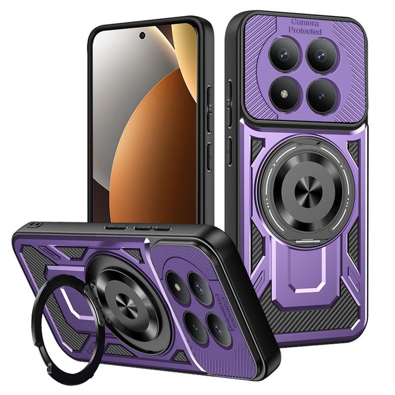 Luxury Magnetic Stand Phone Cases for Xiaomi Redmi Note 15 14 13 Pro Plus Shockproof Armor Carbon Fiber Clashing Protector Cover