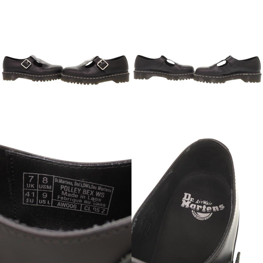 Used AUTHENTIC Dr.Martens POLLEY BEX White Stitch T-BarLeather Shoes Black Leather