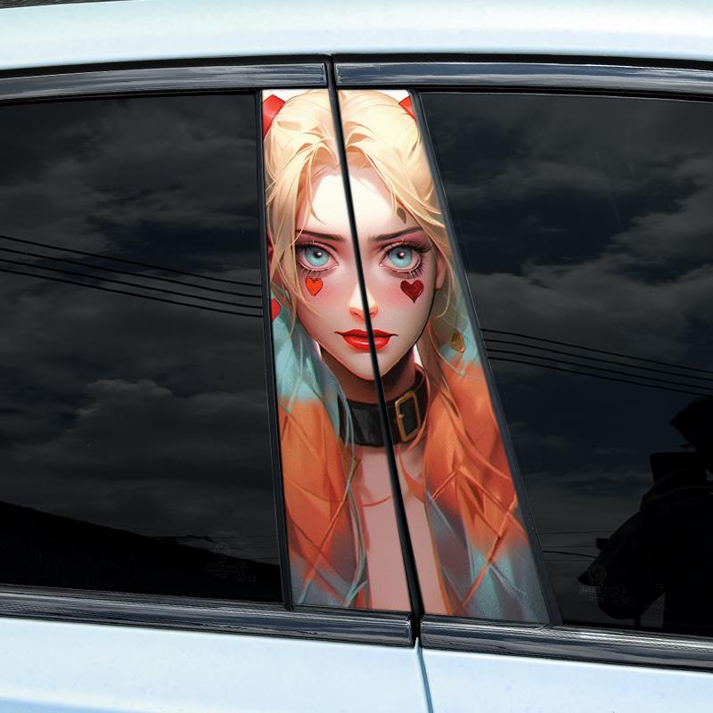 1/2pcs Joker Lady Car Stickers Auto B Pillar Waterproof Decoration Cover Scratches DIY Car Doors Pillar Sunscreen Vinyl Decals