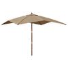 Sun Umbrella with Wooden Pole Taupe 300x300x273 Cm