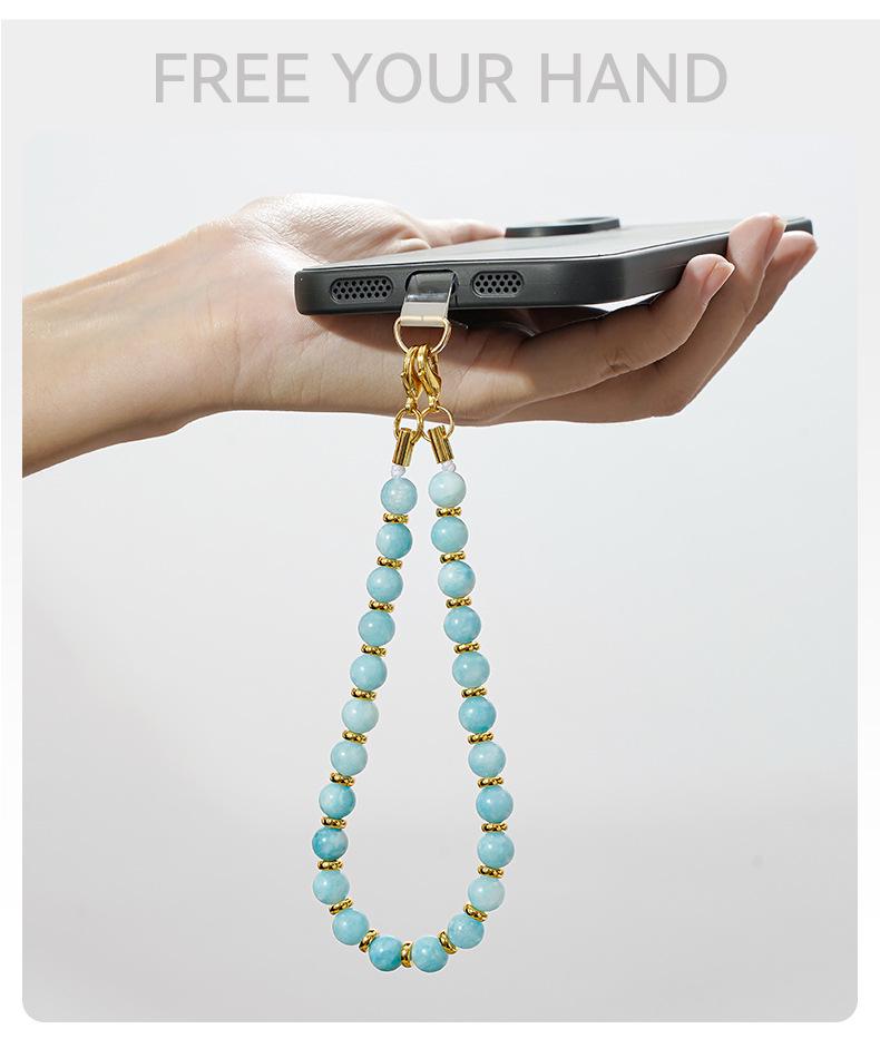 High-End Men's & Women's Fashion Cat's Eye Stone Beaded Phone Chain Lanyard