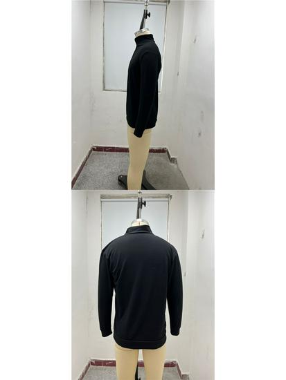 New Men's Autumn V-Neck Long Sleeve Plush Zipper Casual Polo Shirt