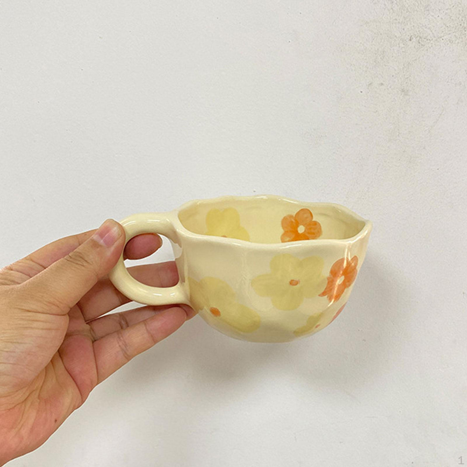 Кружка для завтрака, керамические кофейные кружки, винтажная удобная ручка, многоразовая чайная чашка ручной работы с orange flower