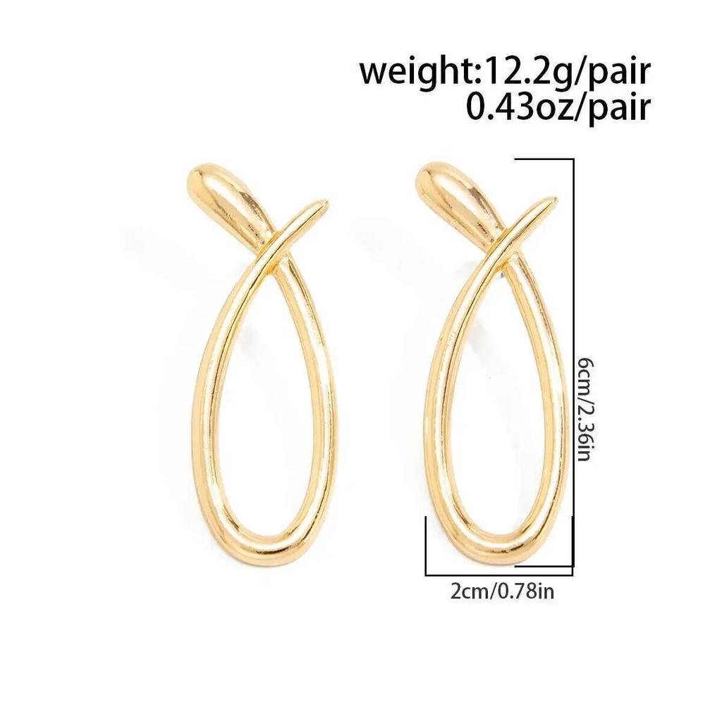 SHIXIN Simple Irregular Geometric Stud Earrings Women Punk Smooth Gold Color Metal Circle Piercing Ear Daily Wear Jewelry Gift