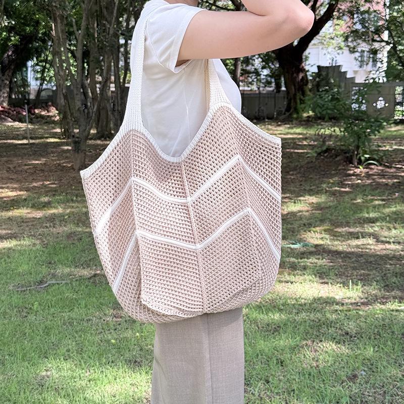 Casual large-capacity knitted bag women's new popular versatile shoulder bag fashion tote woven bag
