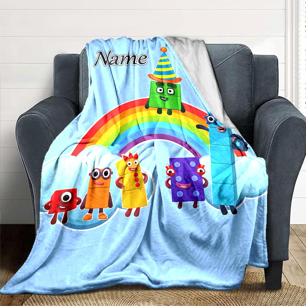 Custom Name City Colorful Cubes Party Blanket For Couch Bed Plush Cozy Fuzzy Blanket Super Soft Warm Blankets For Fall And Winter 0916152