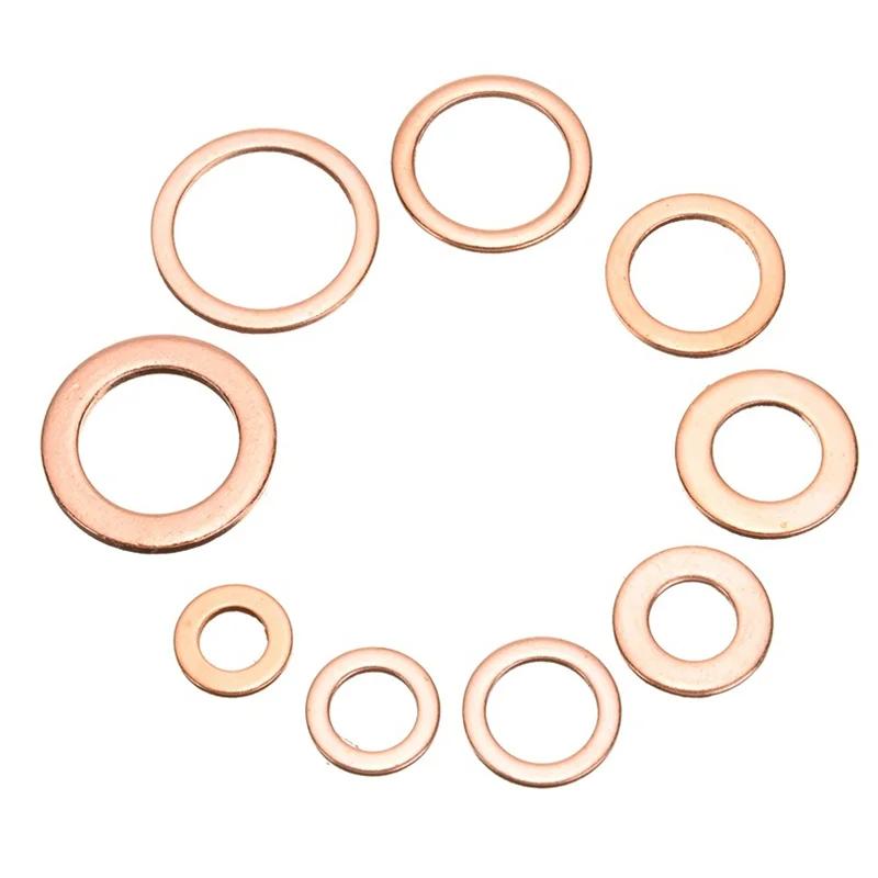 100-400PCS Copper Washer Gasket Nut And Bolt Set Flat Ring Seal Assortment Kit With Box M4/M5/M6/M8/M10/M12/M14 For Sump Plugs