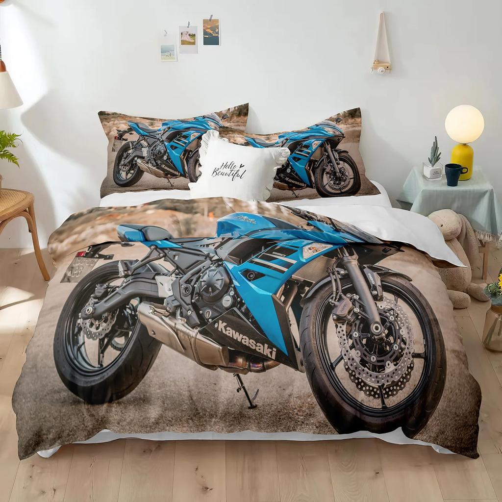 Dirt Bike Duvet Cover Racing Motocross For Teen Adult Motorcycle Rider Extreme Sports Theme For Bedroom Decorations Queen King