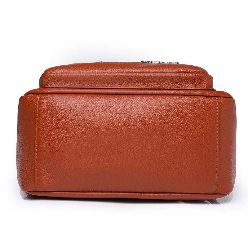 Women's Solid Color Schoolbag Large Capacity Soft Leather Backpack Female Travel Bag