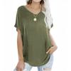 2026 Women's Loose Solid Color V-Neck Casual Summer T-Shirt