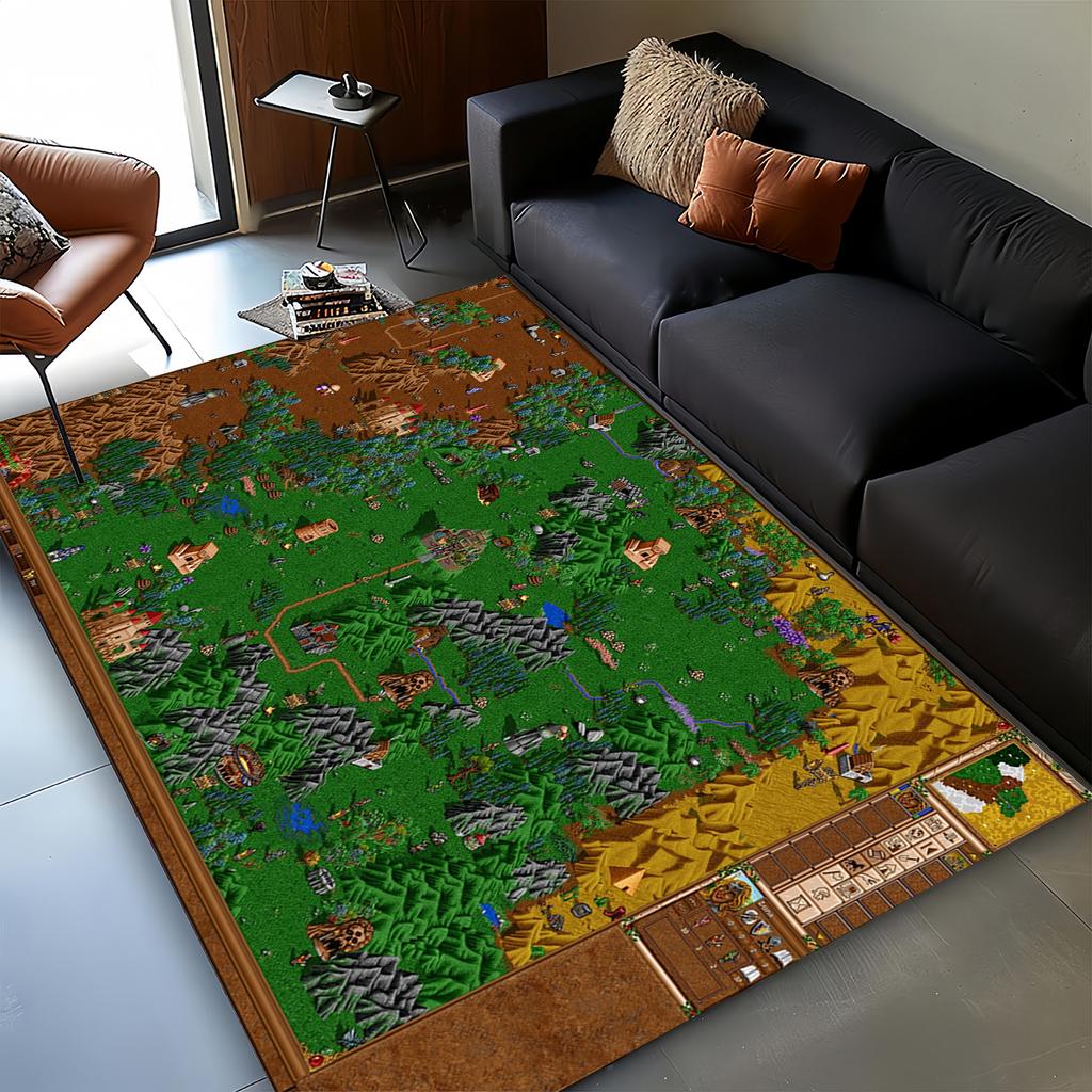 HD Treasure Chest Heroes of Might and Magic Map 27 Style HOMM3 Carpet Rug for Living Room Bedroom Home Sofa,Non-slip Floor Mat
