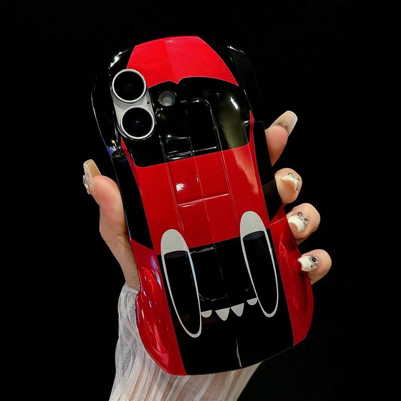 

3D автомобиль Форма крутой глянцевый чехол для телефона iPhone 16 Pro Max 15 Pro 14 13 12 11 тонкий жесткий ПК гибридный силиконовый мягкий край противоударный кронштейн задняя крышка iPhone 13