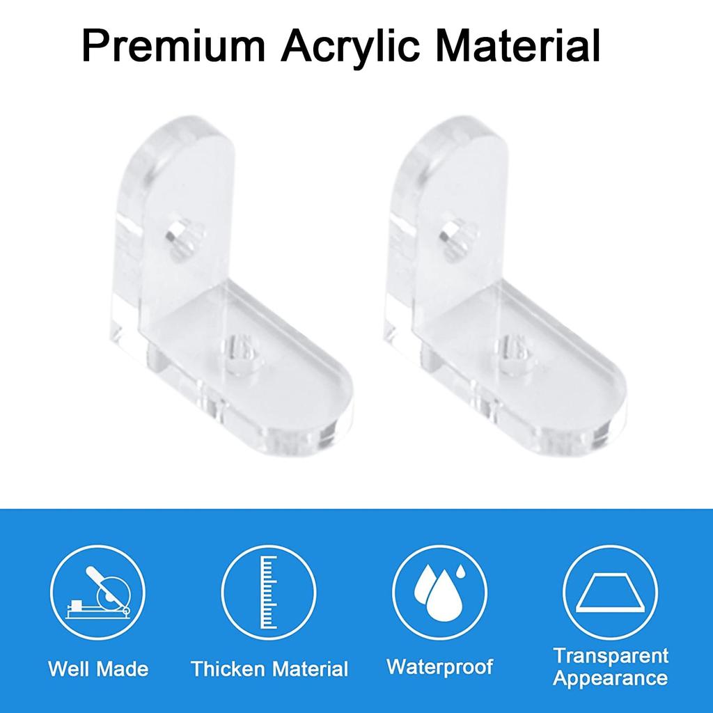 INCREWAYL Brackets, 20pcs Clear Acrylic Corner Brackets 90 Degree Support Shelf Corner Brace Wood