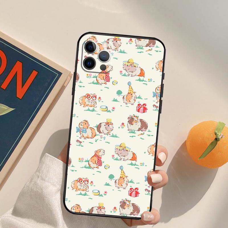 Animal Guinea Pig Funda Case For iPhone 16 15 14 Pro Max 11 12 13 Pro Max Mini XR 16 15 Plus 16e Phone Cover