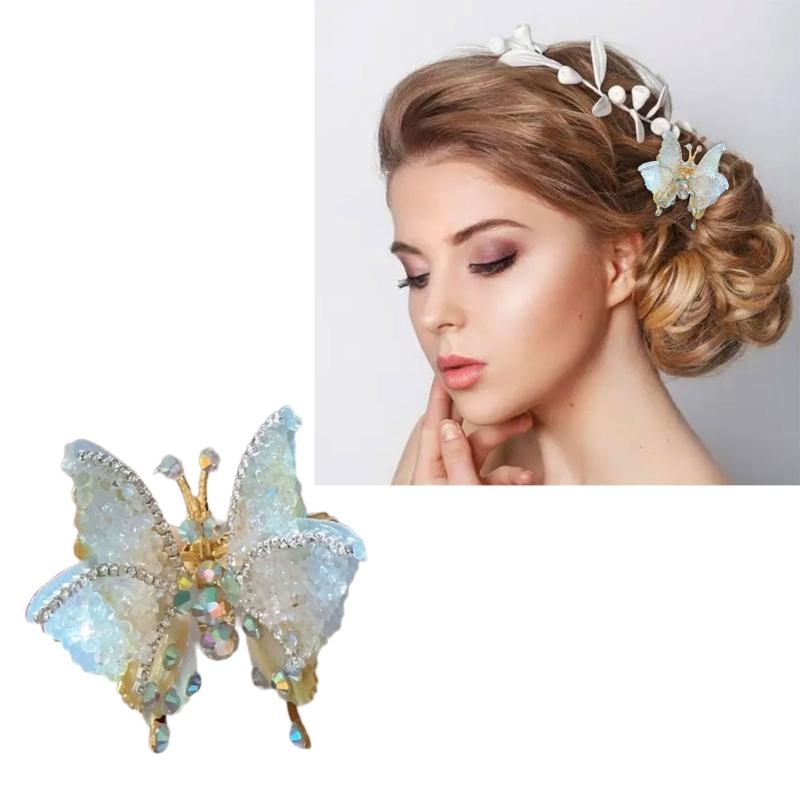Flying Butterfly Hair Clip for Girls 3D Moving Wing Hairpins Rhinestones Barrettes Hair Styling Accessories for Women