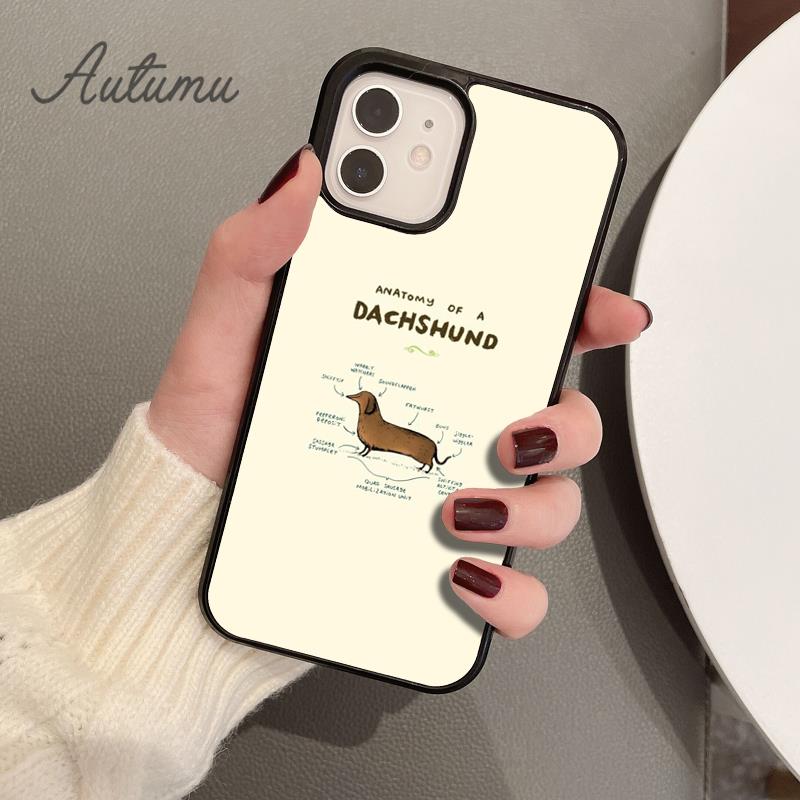 Cartoon Dachshund Sausage Dog Phone Case for iPhone 11 12 13 14 Pro Max Mini X XR XS SE 2020 6 7 8 Plus Galaxy S21 S22 Shell
