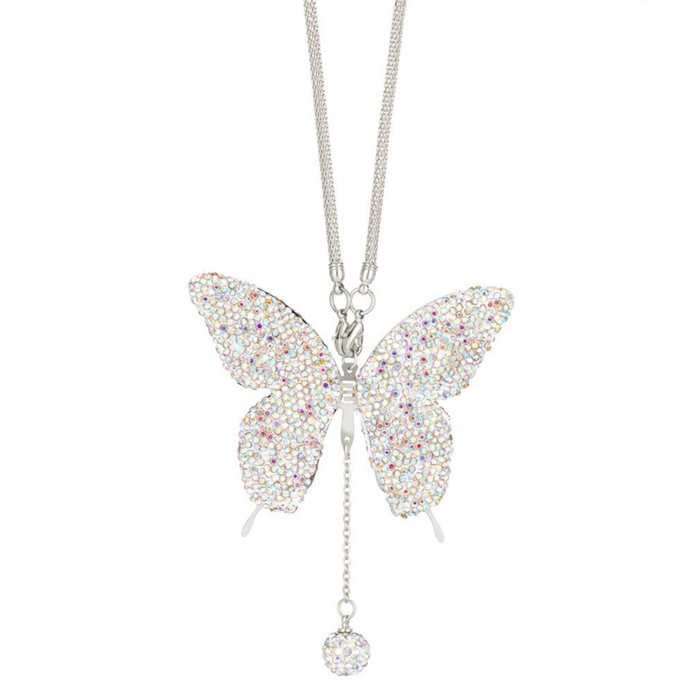 Rhinestone Pendant for Car Rearview Mirror High-quality Alloy Pendant for Car Decoration Elegant Faux Butterfly Car for Women