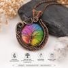 Rainbow Solar Quartz Gemstone Tree of Life Pendant Handmade Copper Wire Wrapped Boho Necklace Healing Crystal Jewelry