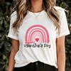 Happy Valentine's Day T-Shirt, Cute Rainbow Heart Design, Trendy Love Shirt, Romantic Gift Idea, Pink Red Graphic Tee, Sweet V-Day Apparel