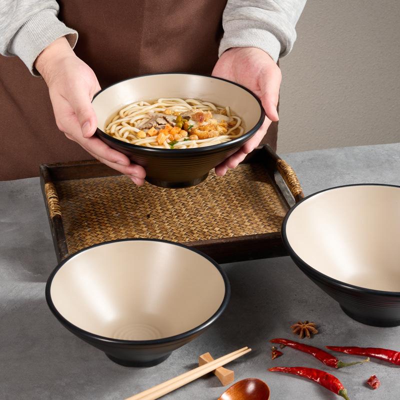 Mattierte Melamin Ramen Schüssel Rund Großkalibrige Nudelschüssel Geschirr für Küche Restaurant Imitationsporzellan Salat Suppenschüssel
