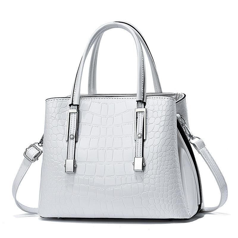 Handtasche Tasche Damen Tasche Mode Helles Leder Handtasche Damen Neu Steinmuster Damen weiß