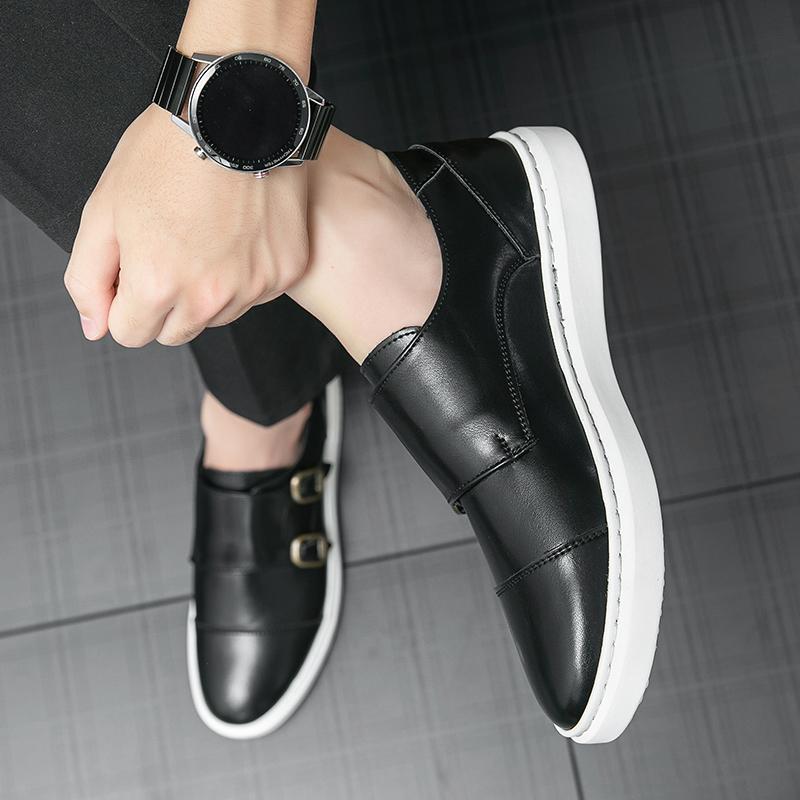 Fashion Spring Double Buckle Leather Mens Loafers Shoes Designer Men Casual Handmade Formal Slip On Male Boat Shoes Zapatillas Hombre