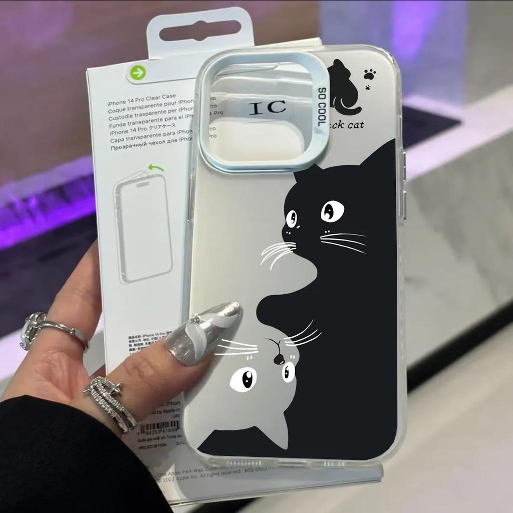 Pink Cute Cat IMD Case For Samsung Galaxy S25 S23 S22 S26 Ultra S24 Plus S24 FE A17 A07 A56 A36 A55 A35 Plastic Laser Matte Coo