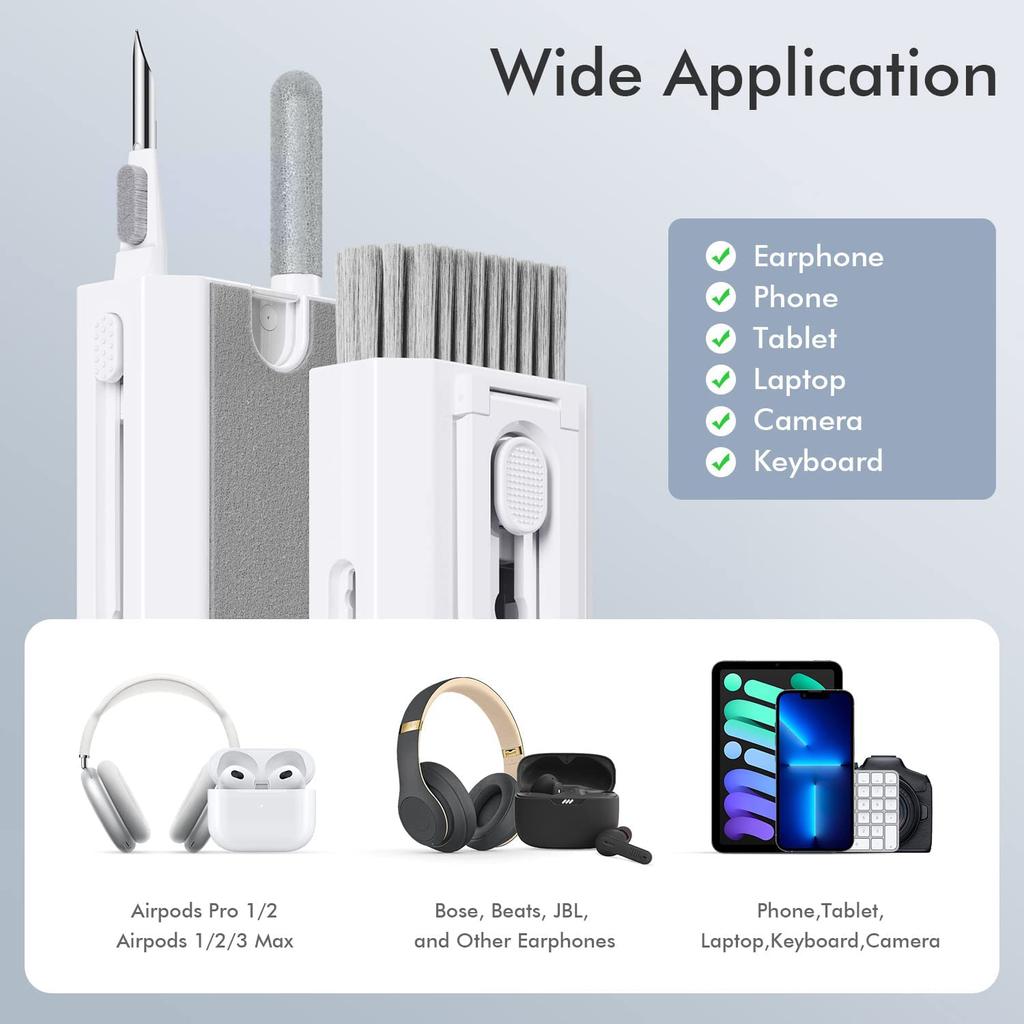 8 in 1 Cleaning Kit Computer Keyboard Cleaner Brush Earphones Cleaning Pen For Headset IPad Phone Cleaning Tools Keycap Puller