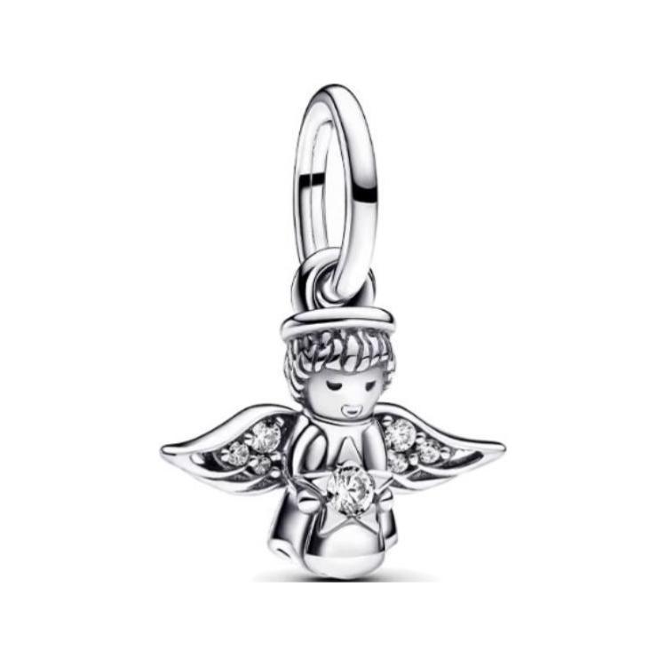 Pandora Shining Angel Crystal Pendant Women pendant Silver 793598C01 Box