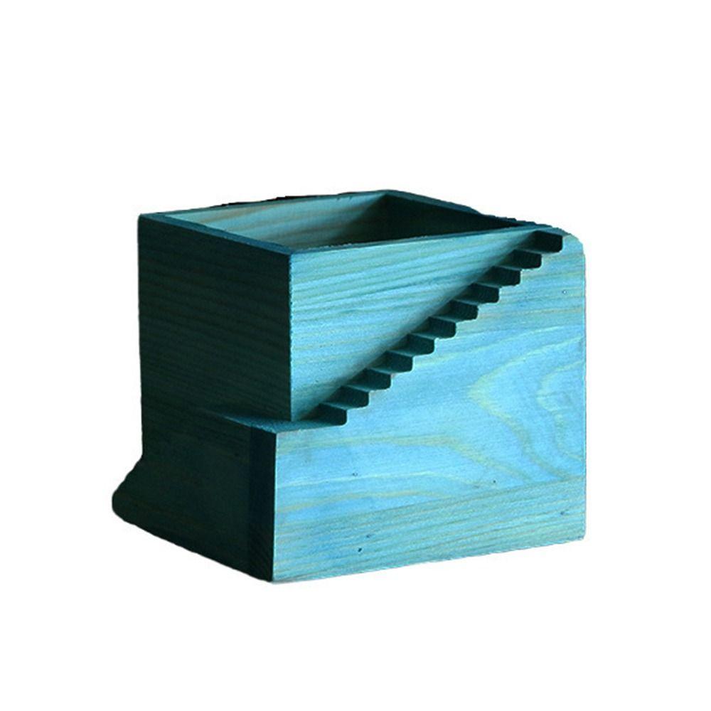 Multifunctional Succulent Flowerpot Yellow Blue Wood Desktop Sundries Organizer Cuctus Planter Box Finishing Box Storage Box