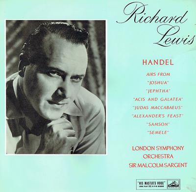 LP-Schallplatte RICHARD LEWIS, GEORG FRIEDRICH HÄND - Händel Arien Gesungen von Richard Lewis ALP1575 His Master's Vo 1958 UK Klassik Gebraucht